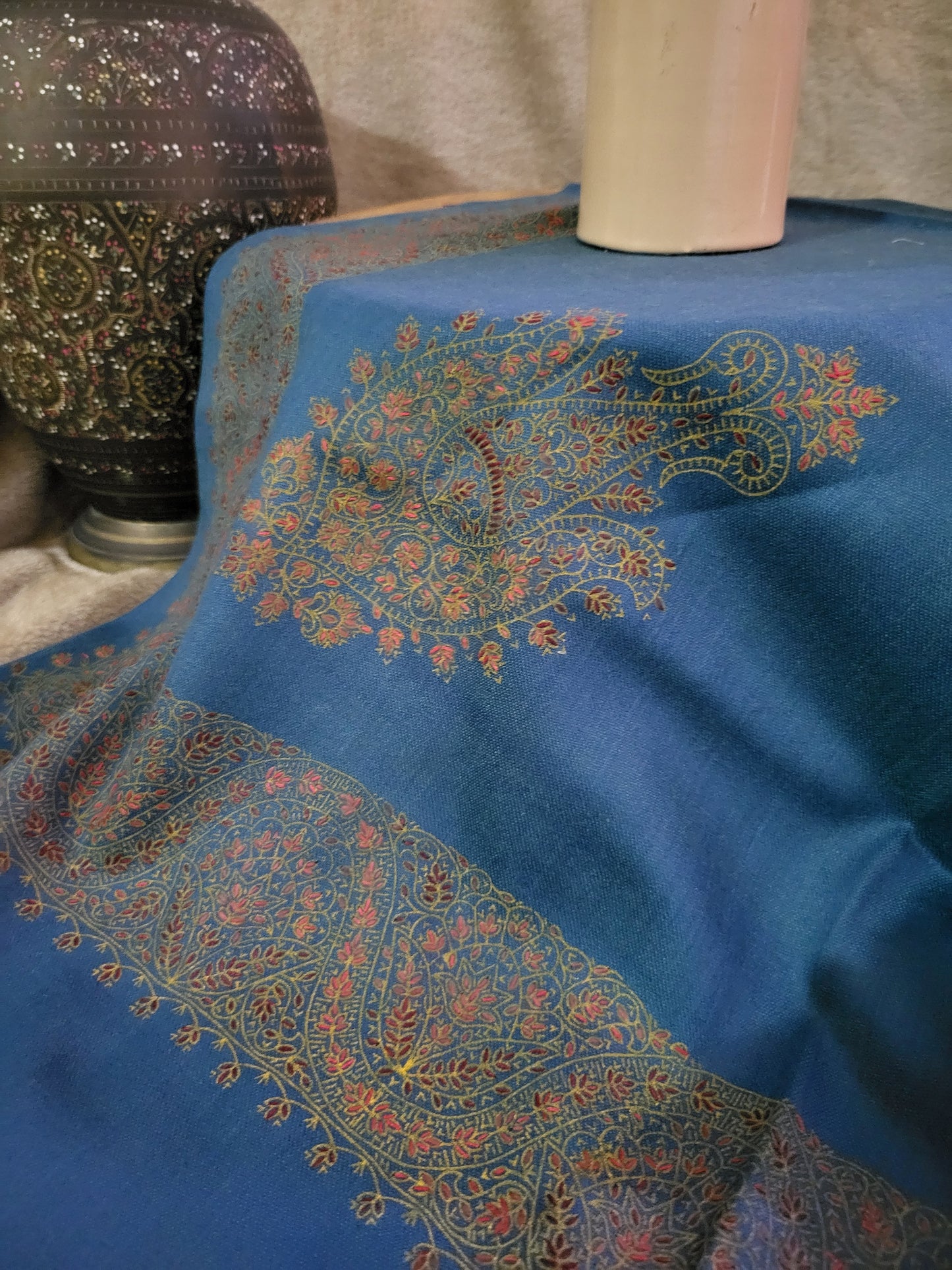 Shawl: Hand embroidered two tone