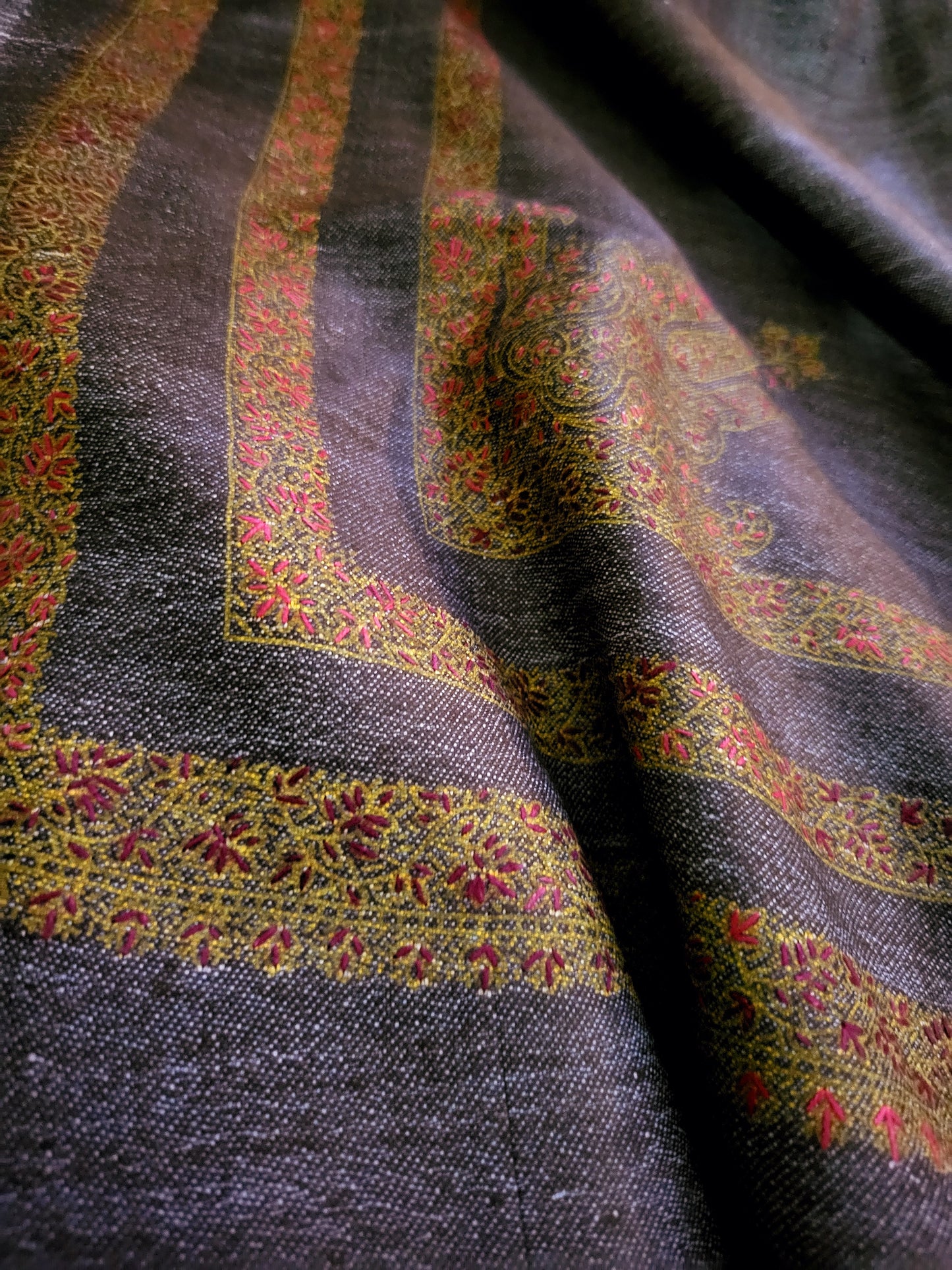 Shawl: Hand embroidered two tone