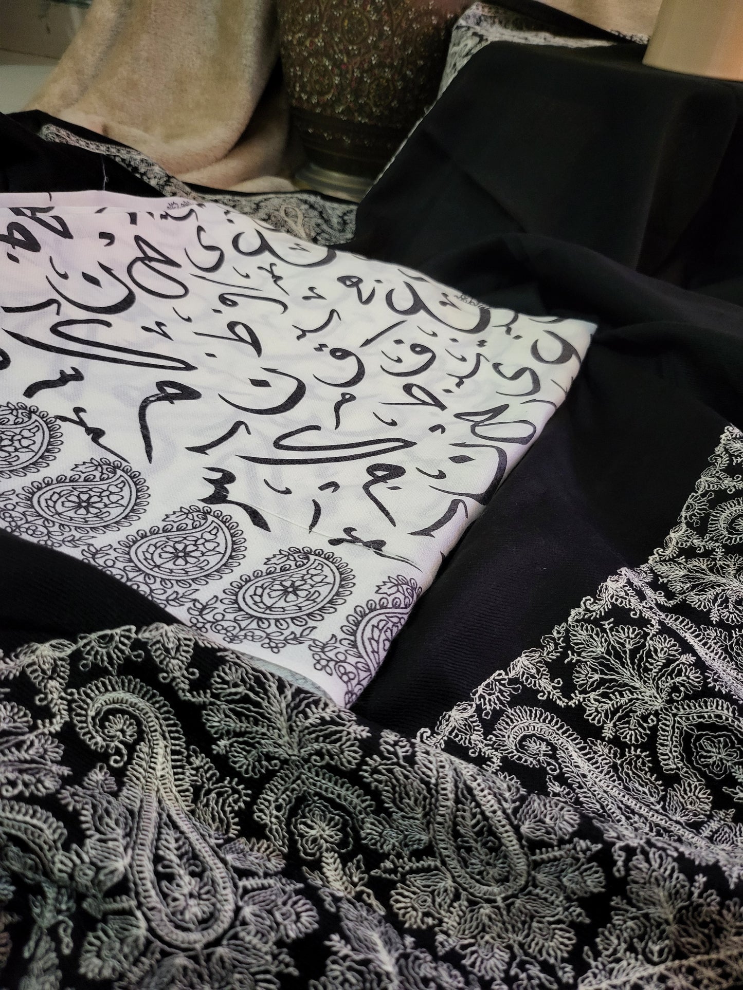 Calligraphy woolen shawl