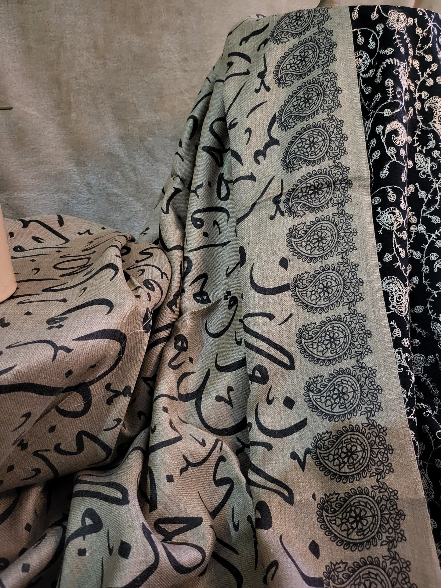 Calligraphy woolen shawl