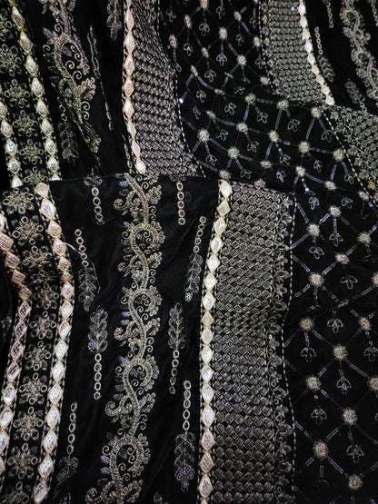 Velvet shawl: Embroidered