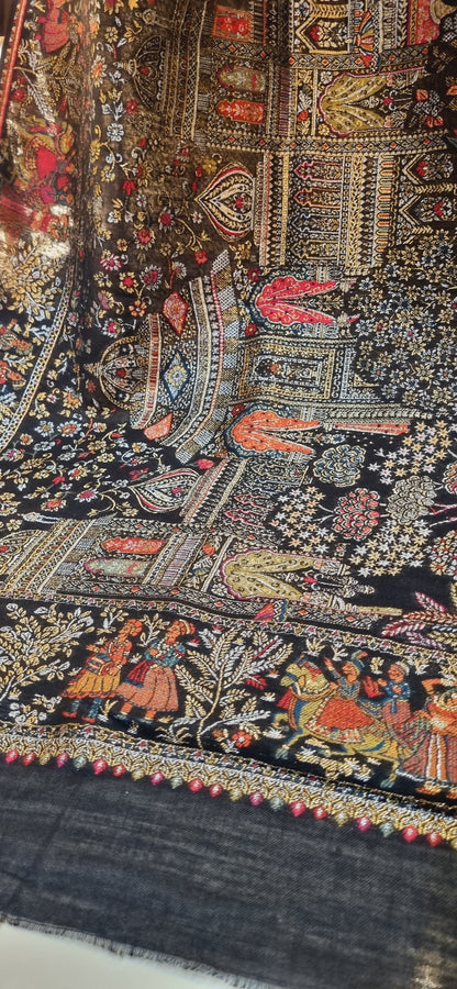 A Darbari royal moonlight kaani: shawl