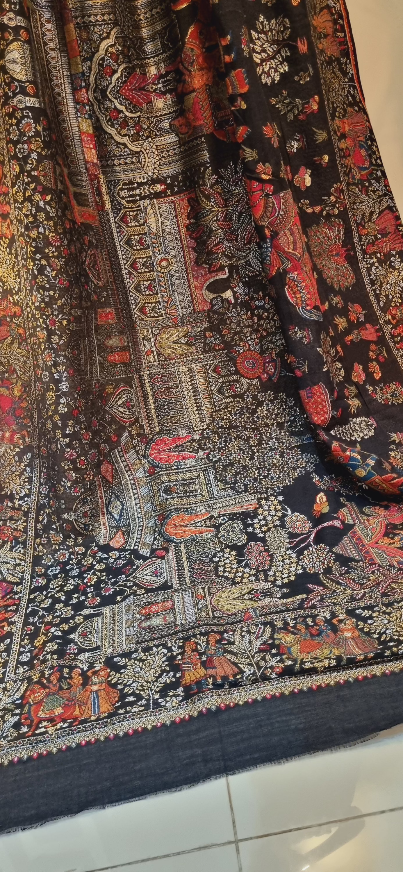 A Darbari royal moonlight kaani: shawl