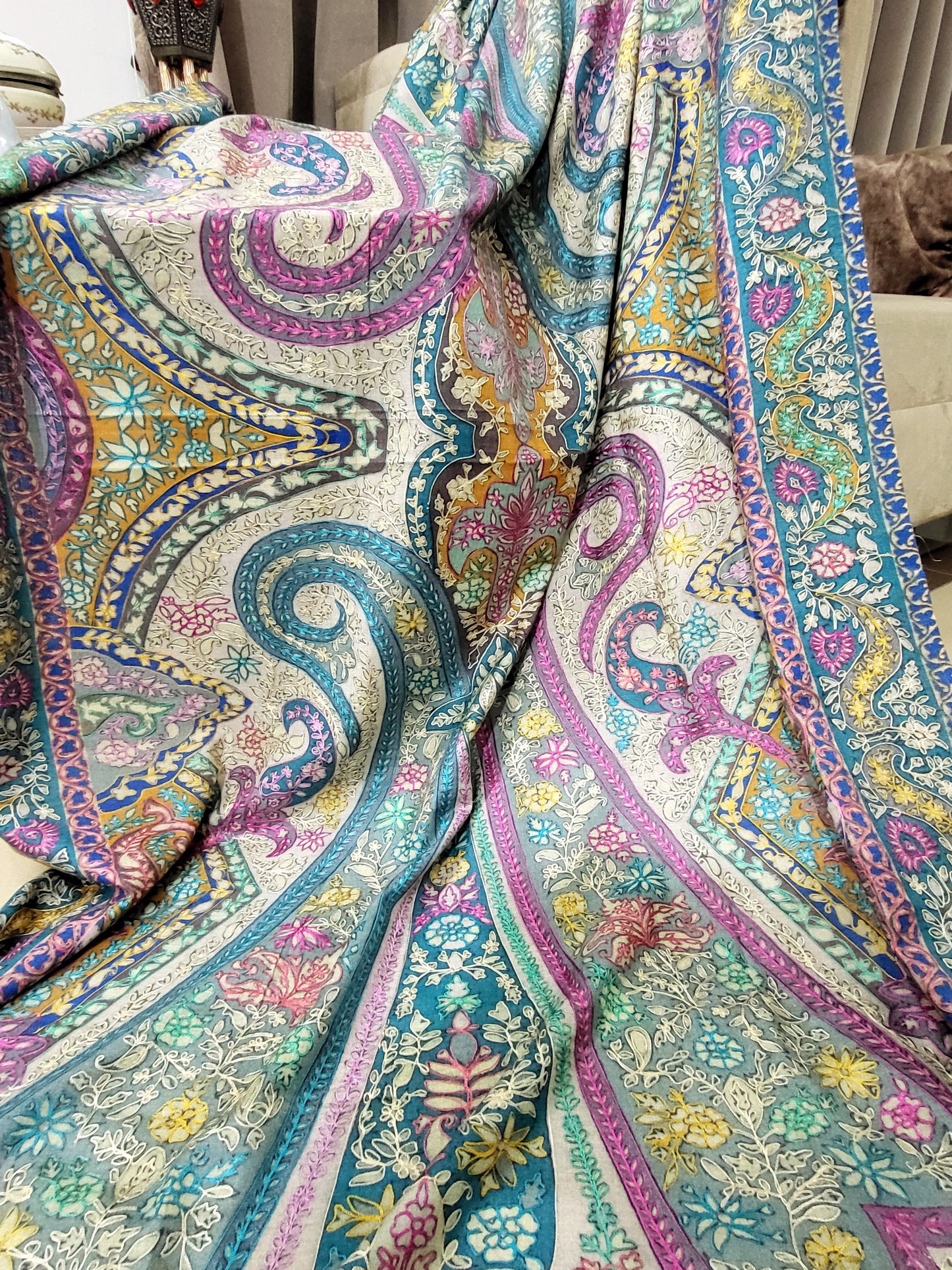 Reelkaar kalamkari: Embroidered shawl