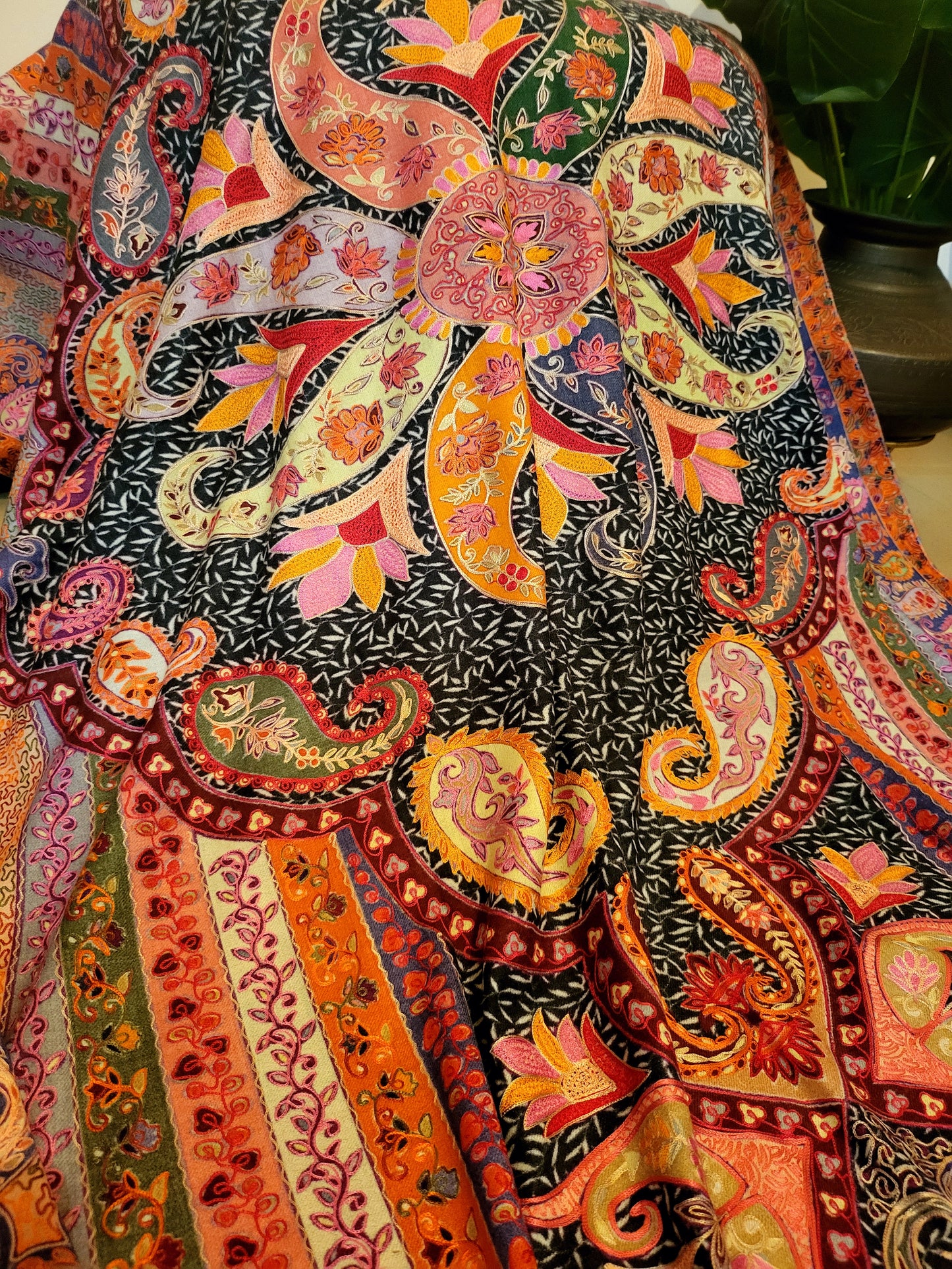 Pashtoosh  kalamkari  : Embroidered shawl