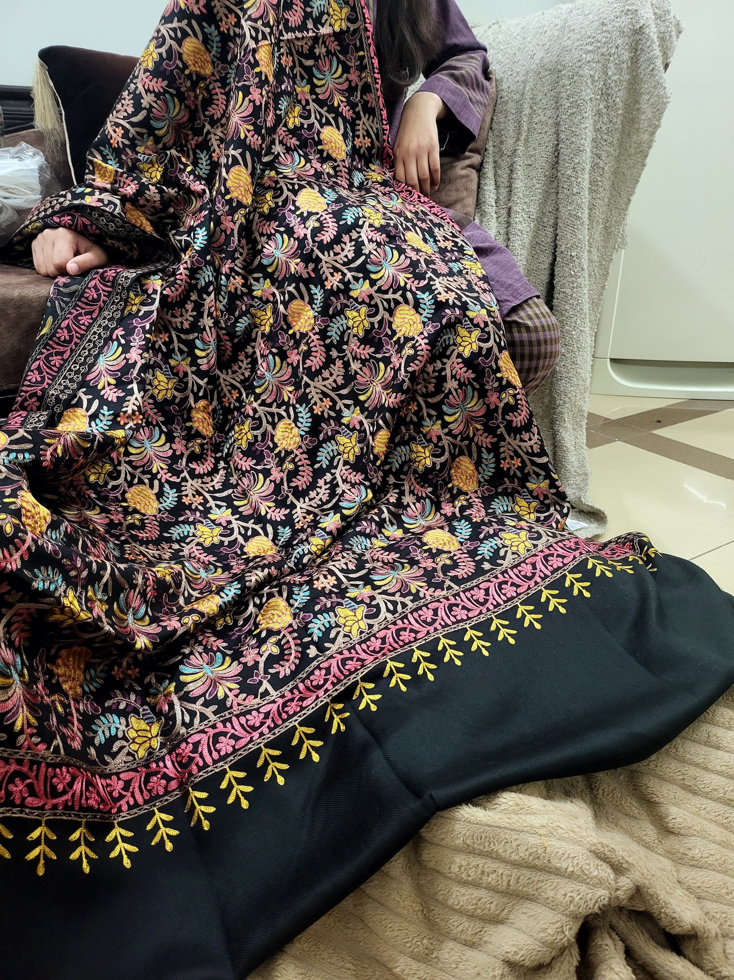 Paper machie : Embroidered shawl