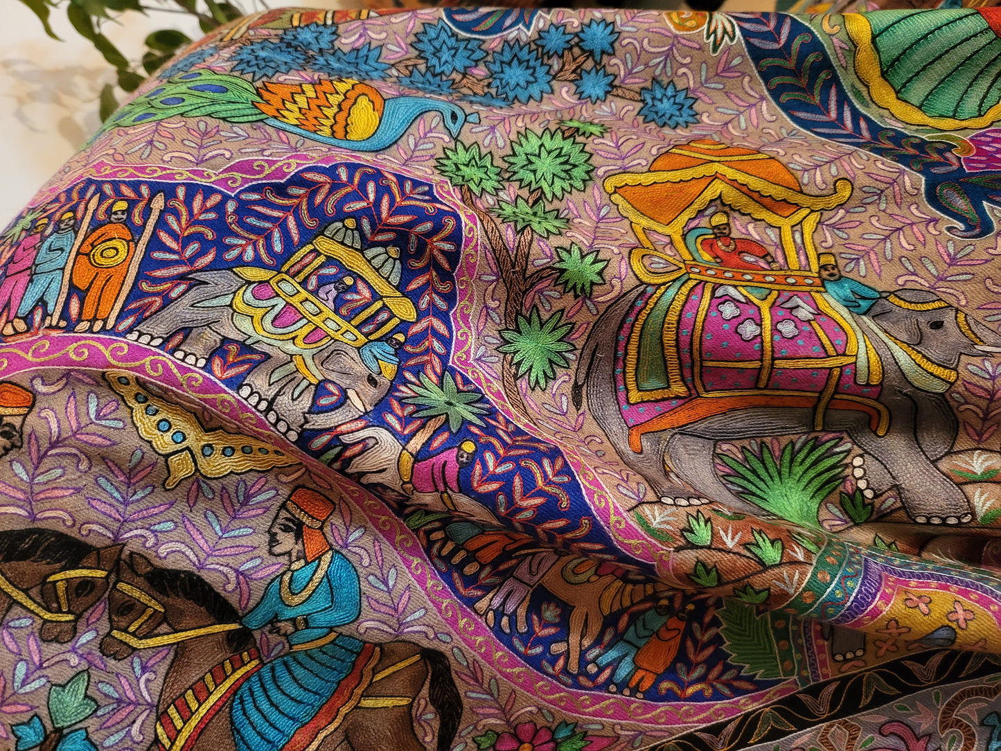 Shikargah kalamkari : Hand embroidered