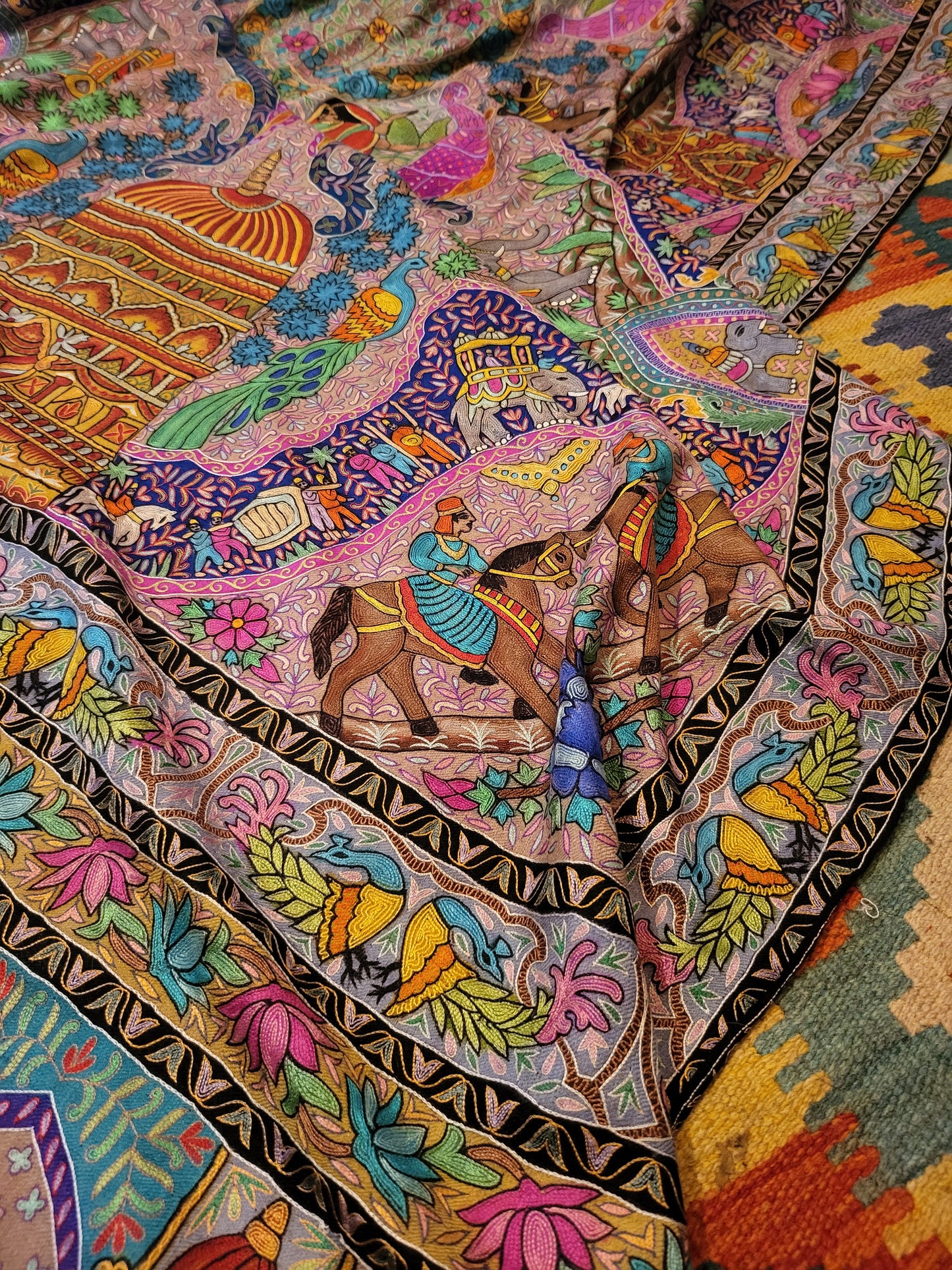 Shikargah kalamkari : Hand embroidered