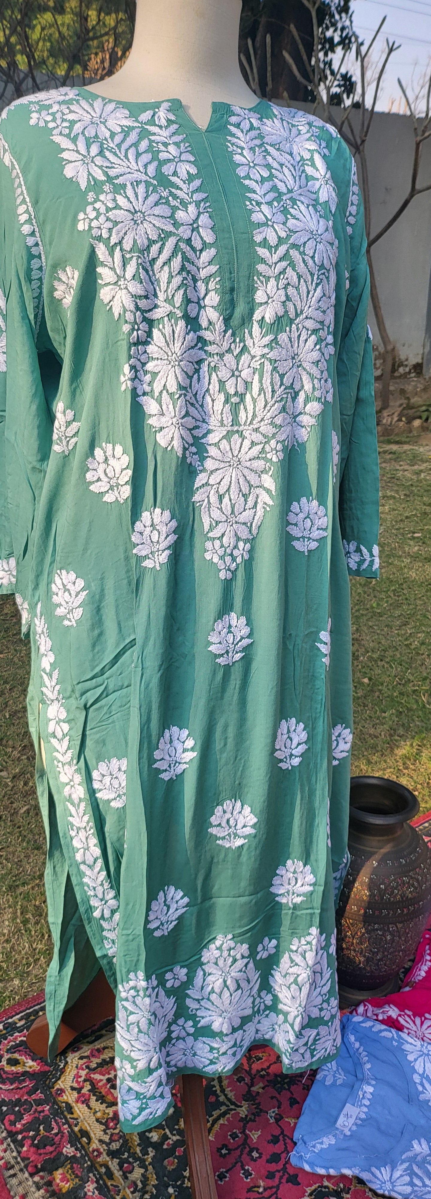 Chikankari shirt : Hand Embroidered