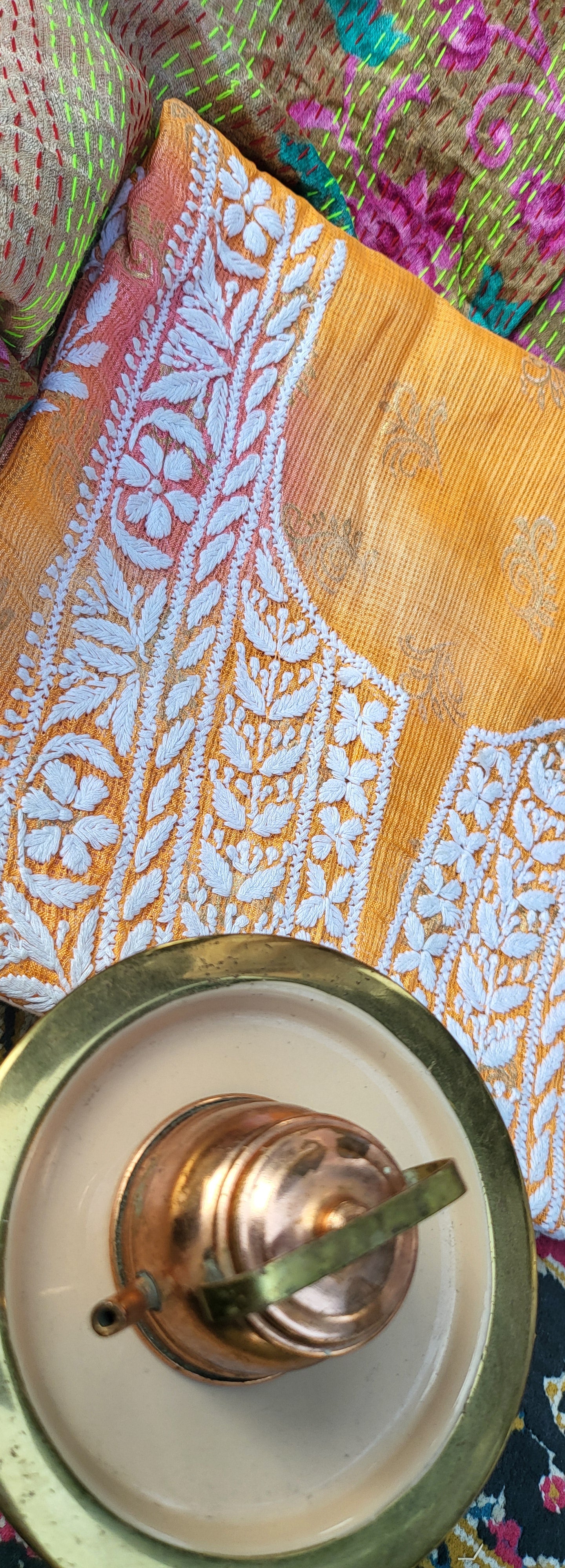 Chikankari shirt : Hand Embroidered