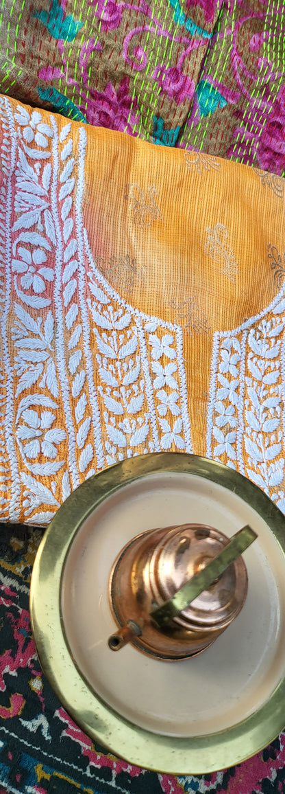 Chikankari shirt : Hand Embroidered