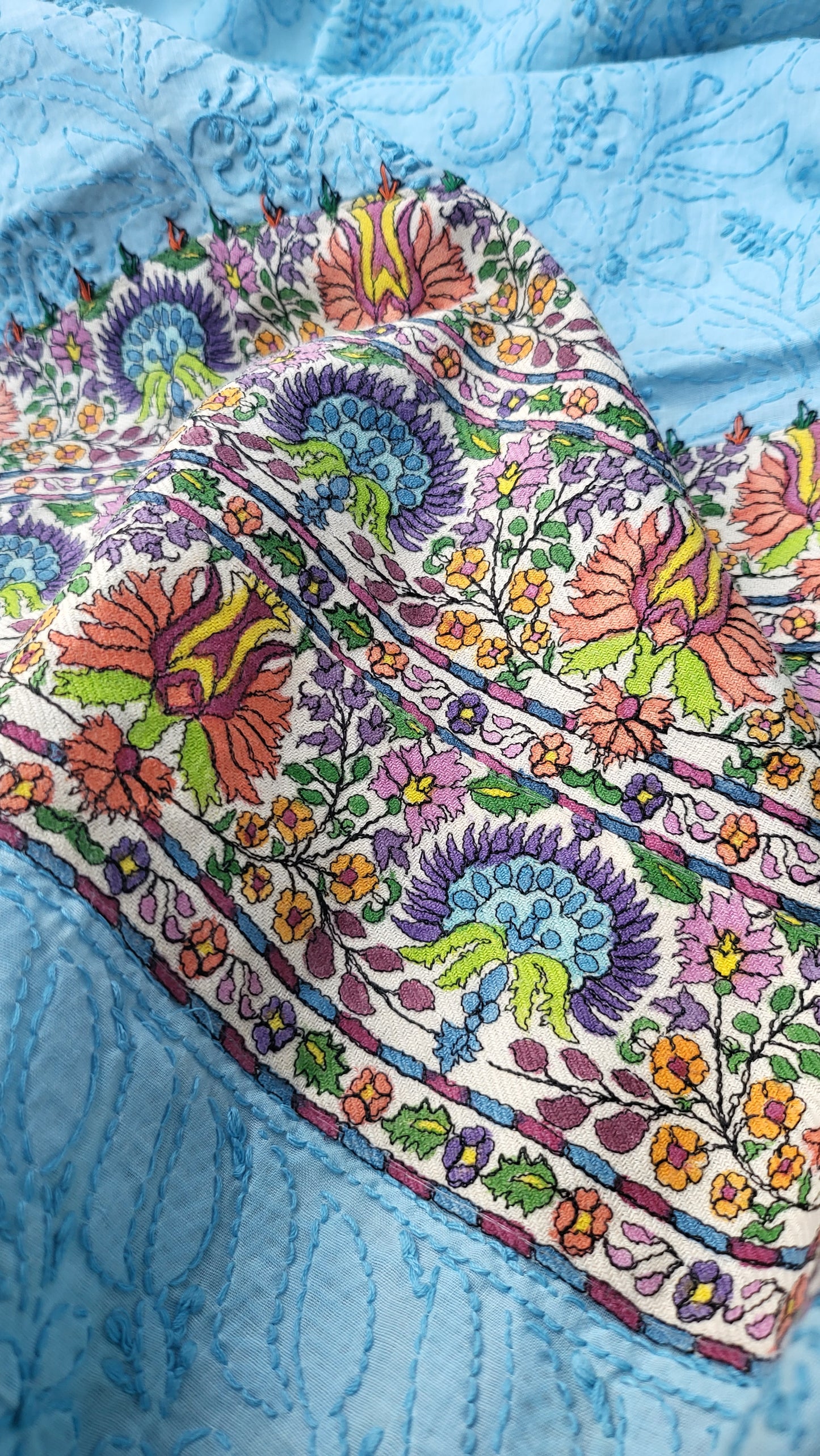Kalamkari chikankari: Hand Embroidered