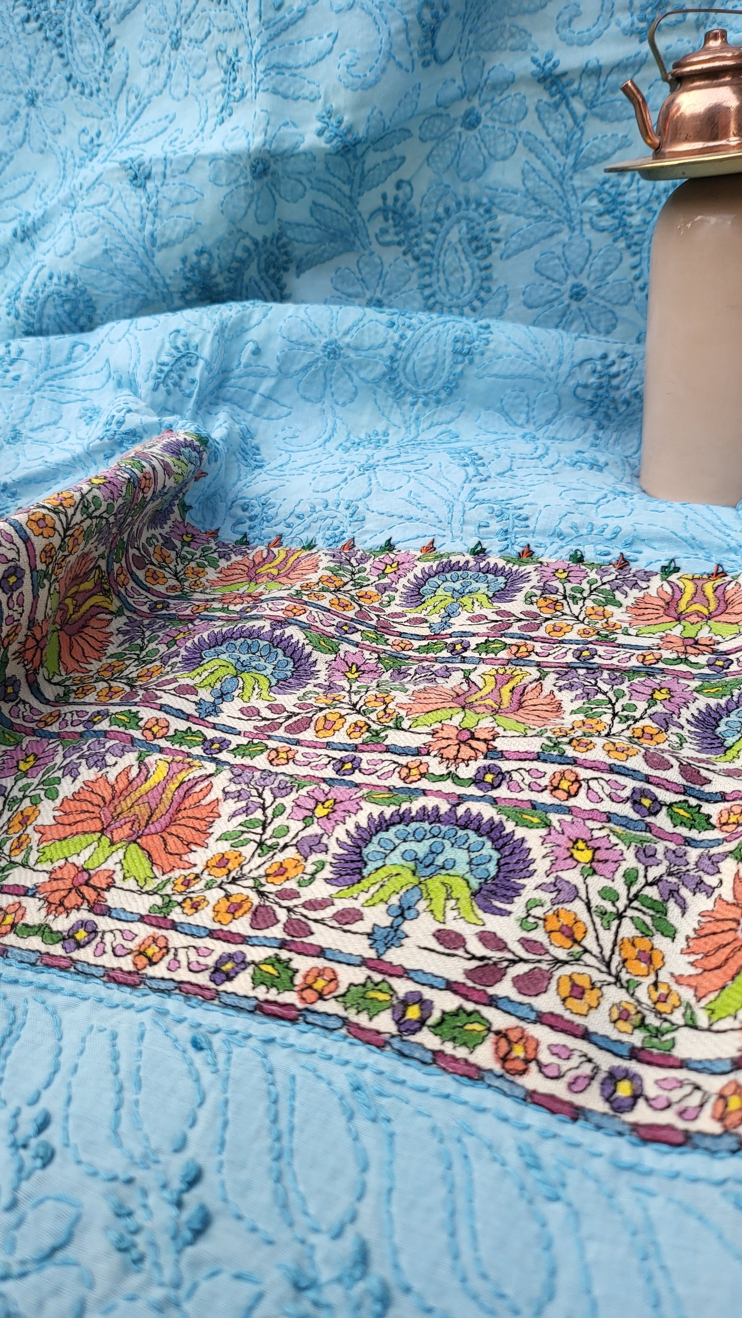 Kalamkari chikankari: Hand Embroidered