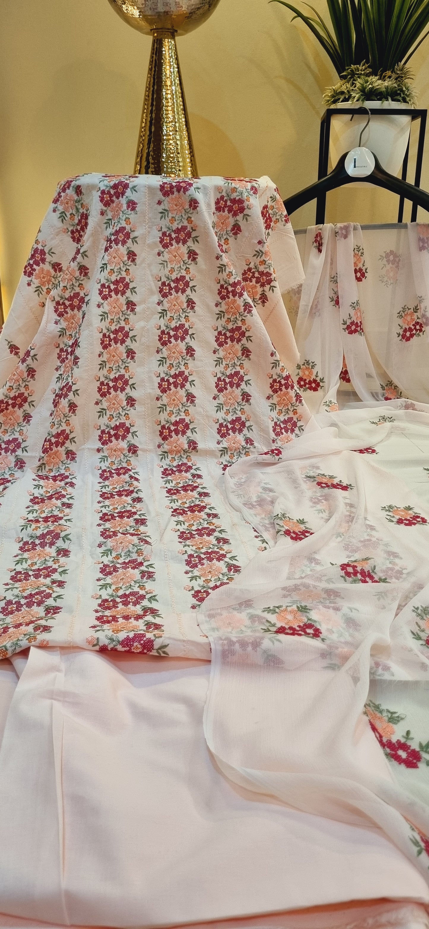 Lawn embroidered three piece
