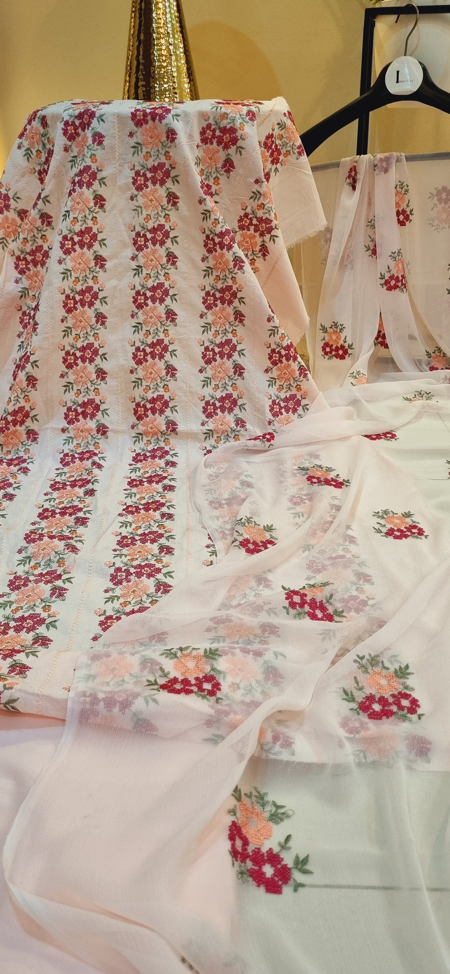 Lawn embroidered three piece