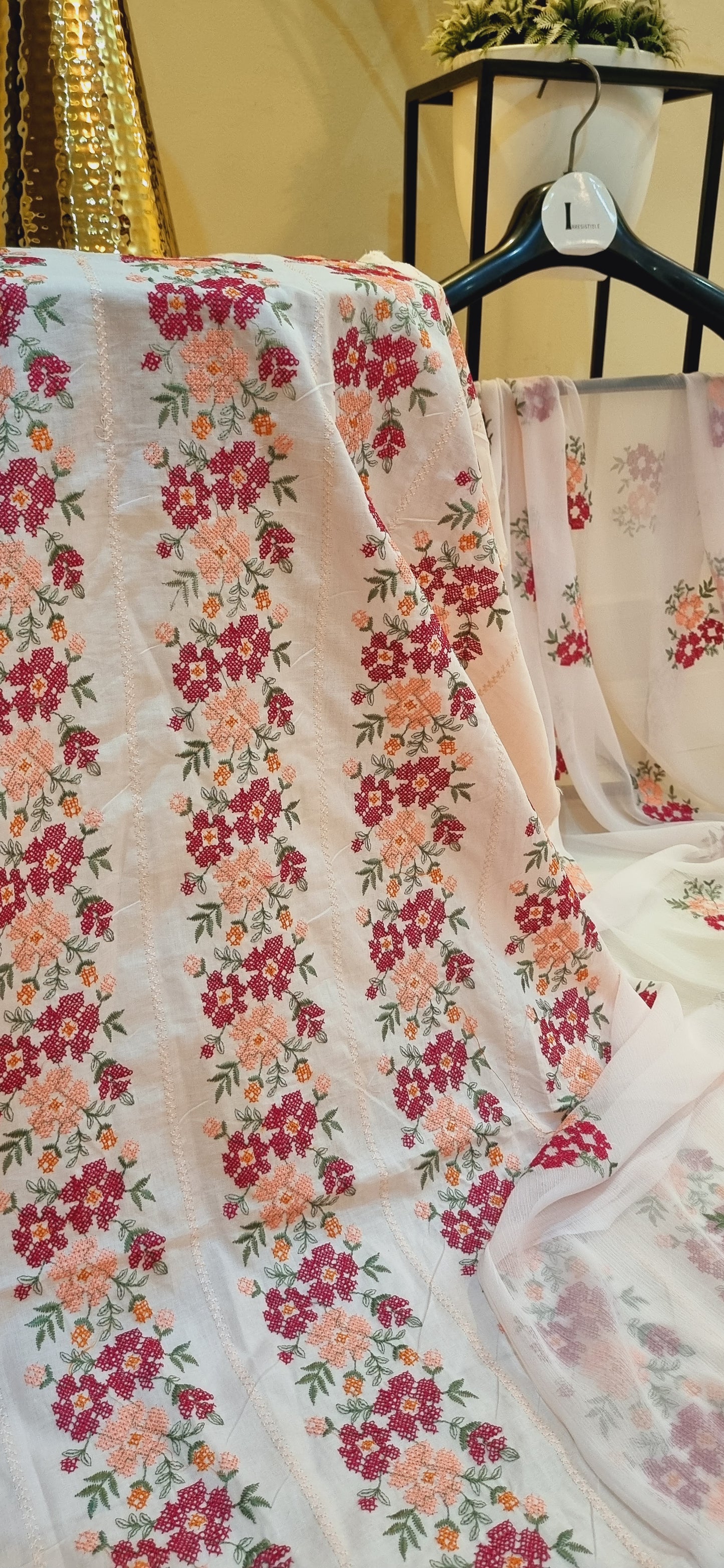 Lawn embroidered three piece
