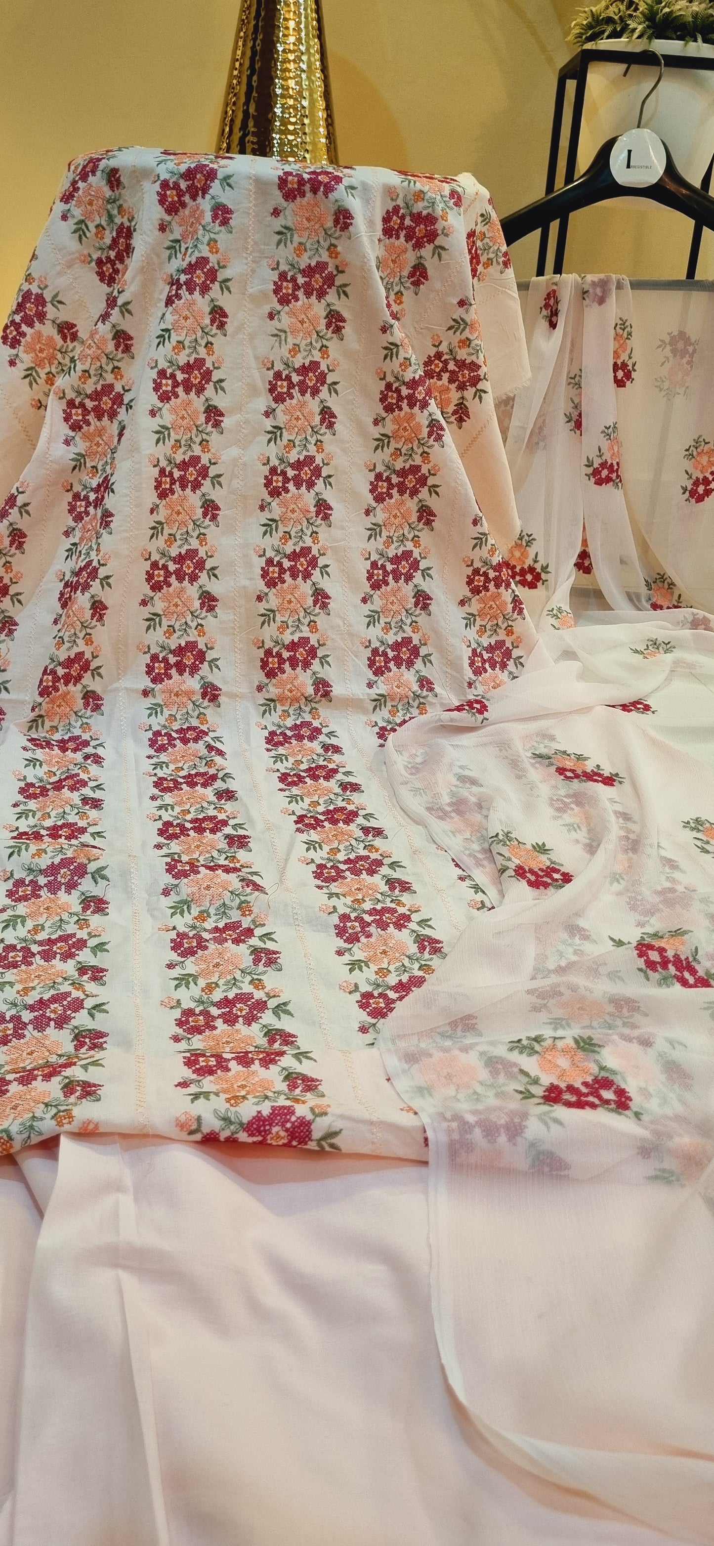 Lawn embroidered three piece