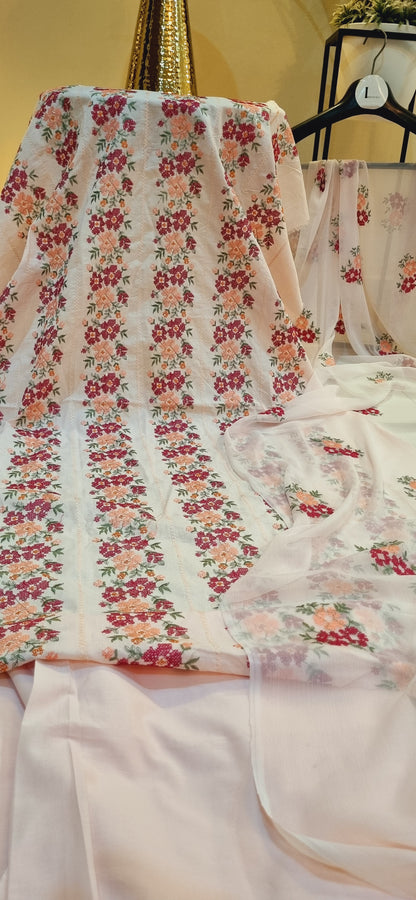Lawn embroidered three piece