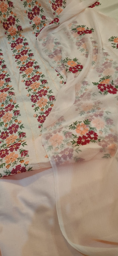 Lawn embroidered three piece