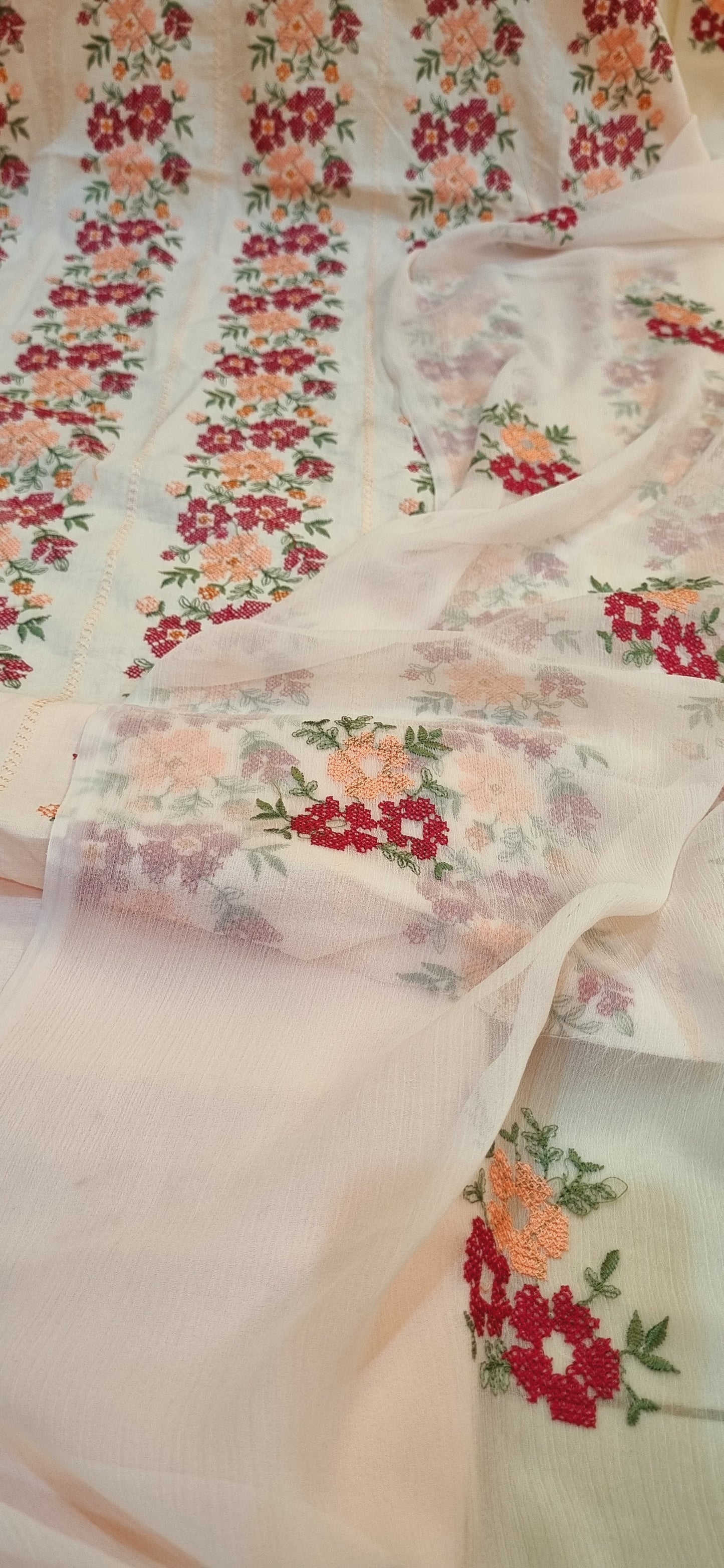 Lawn embroidered three piece