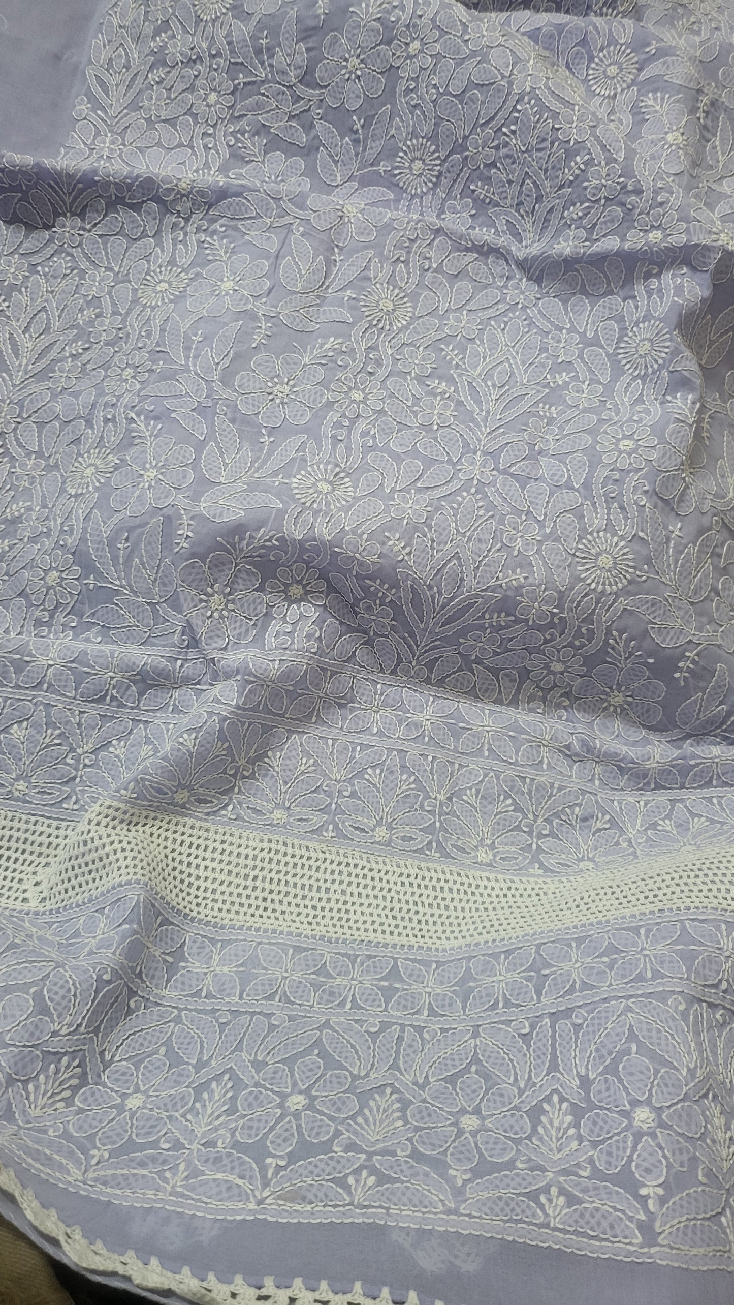 Chikankari shirt : lace insert