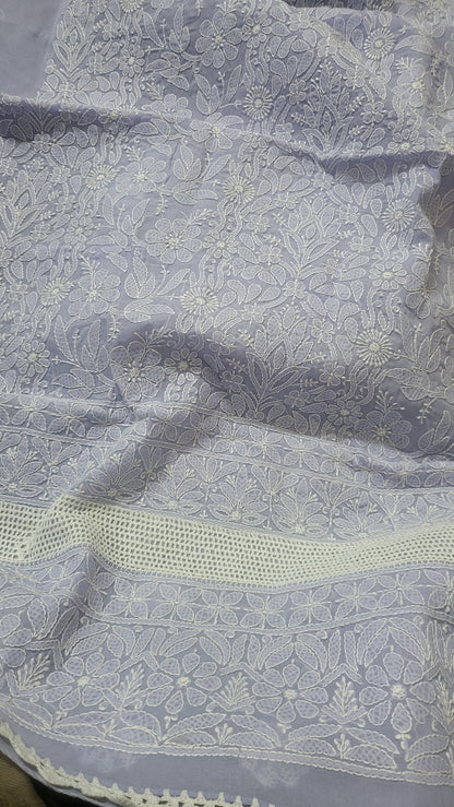 Chikankari shirt : lace insert