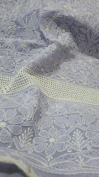 Chikankari shirt : lace insert