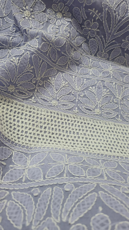 Chikankari shirt : lace insert