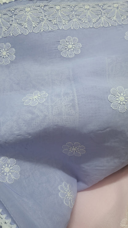 Chikankari shirt : lace insert