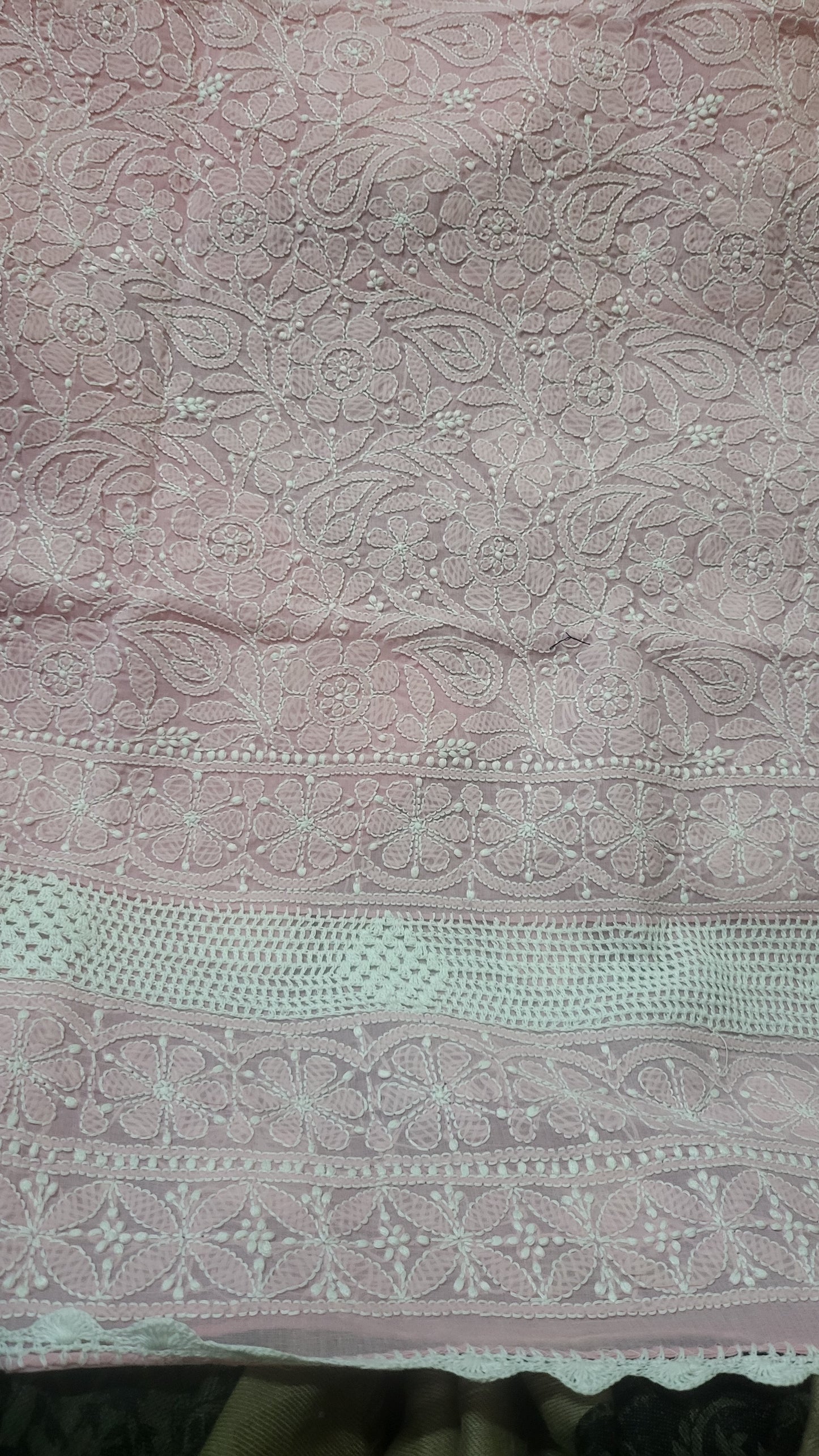 Chikankari shirt : lace insert