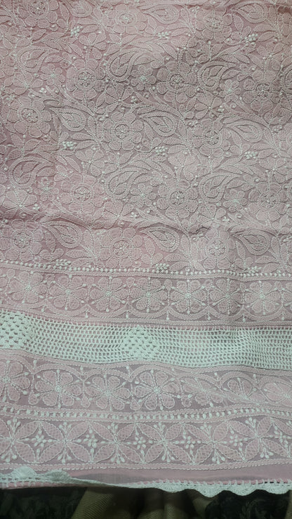 Chikankari shirt : lace insert