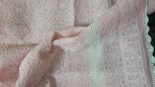 Chikankari shirt : lace insert