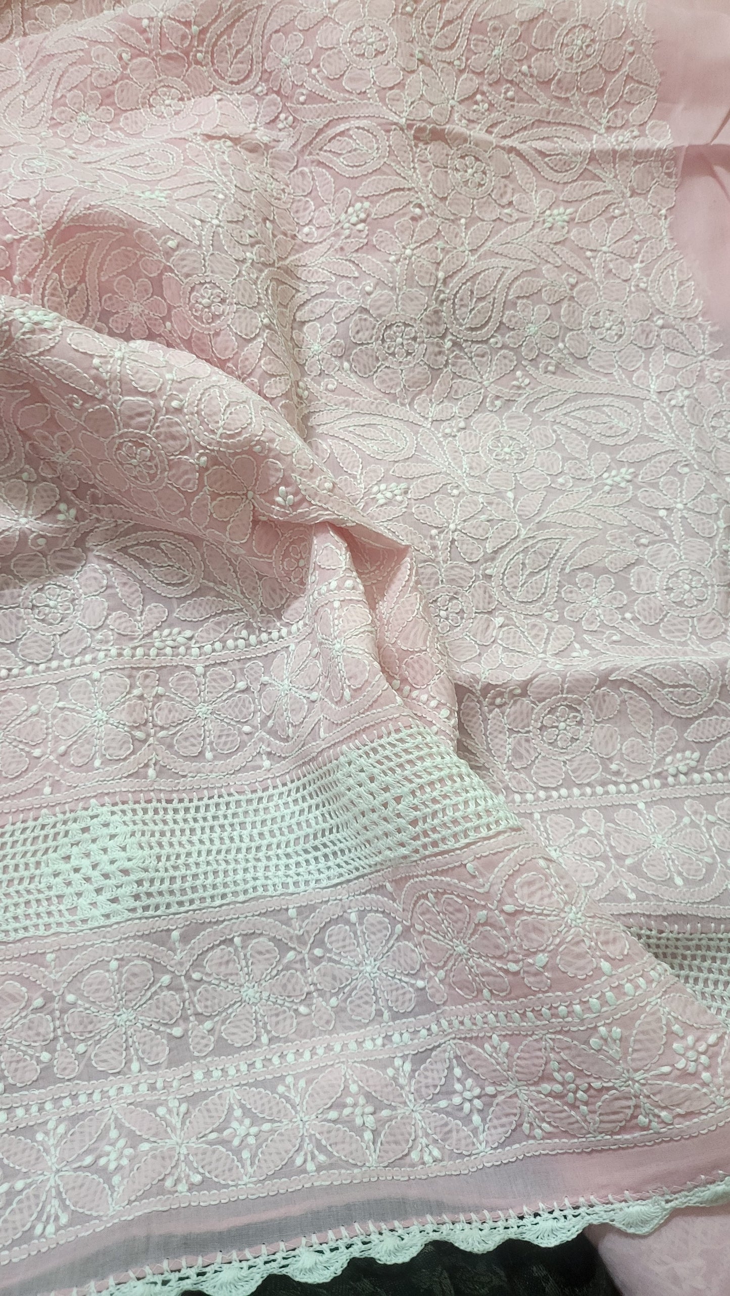 Chikankari shirt : lace insert