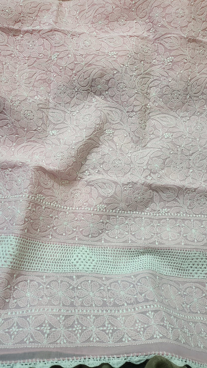 Chikankari shirt : lace insert