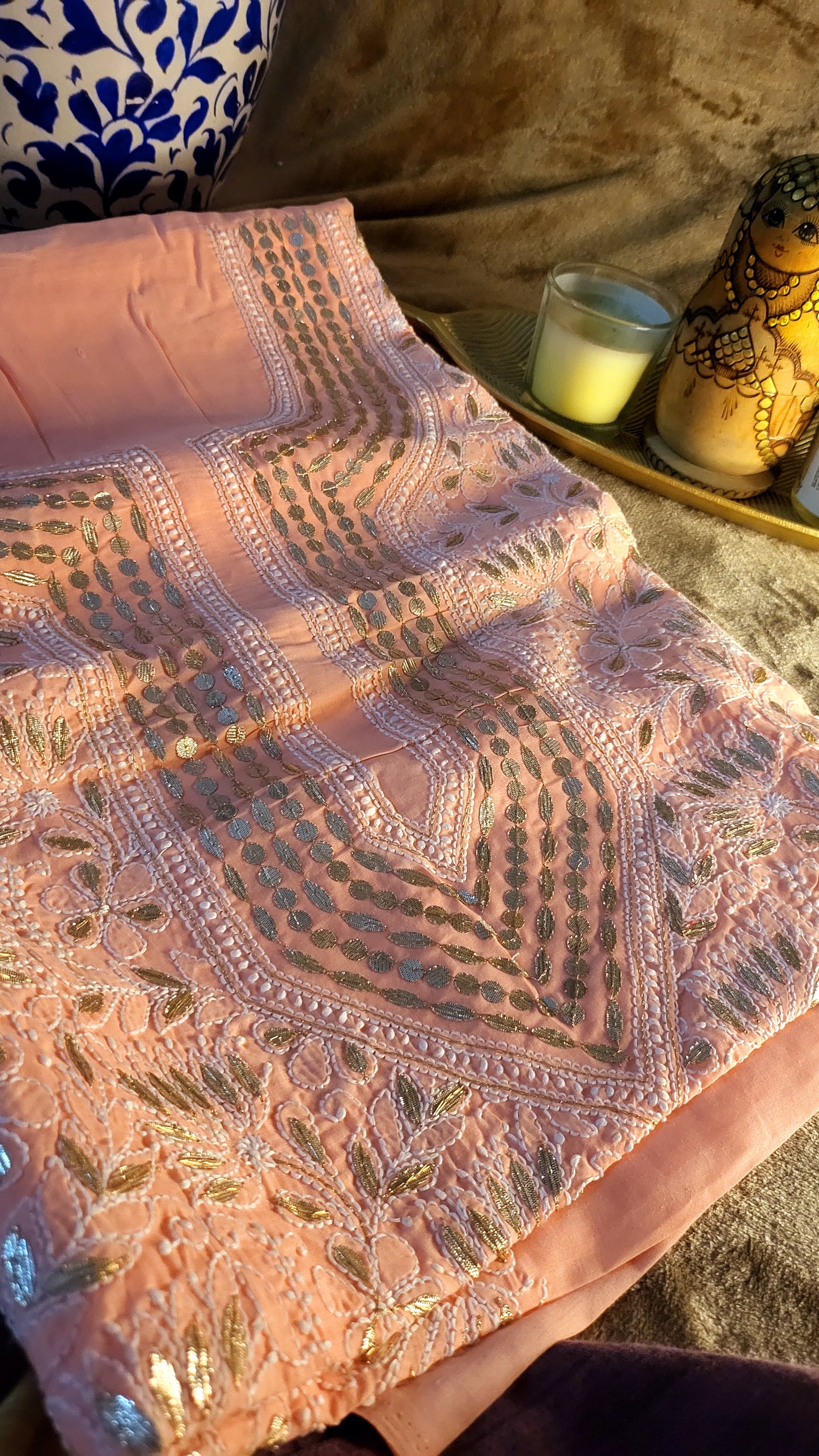 Chikankari shirt : gota work