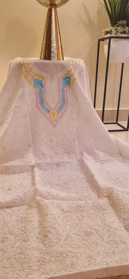 Parsi gara hand embroidered chikankari shirt