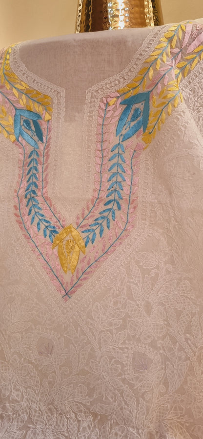 Parsi gara hand embroidered chikankari shirt