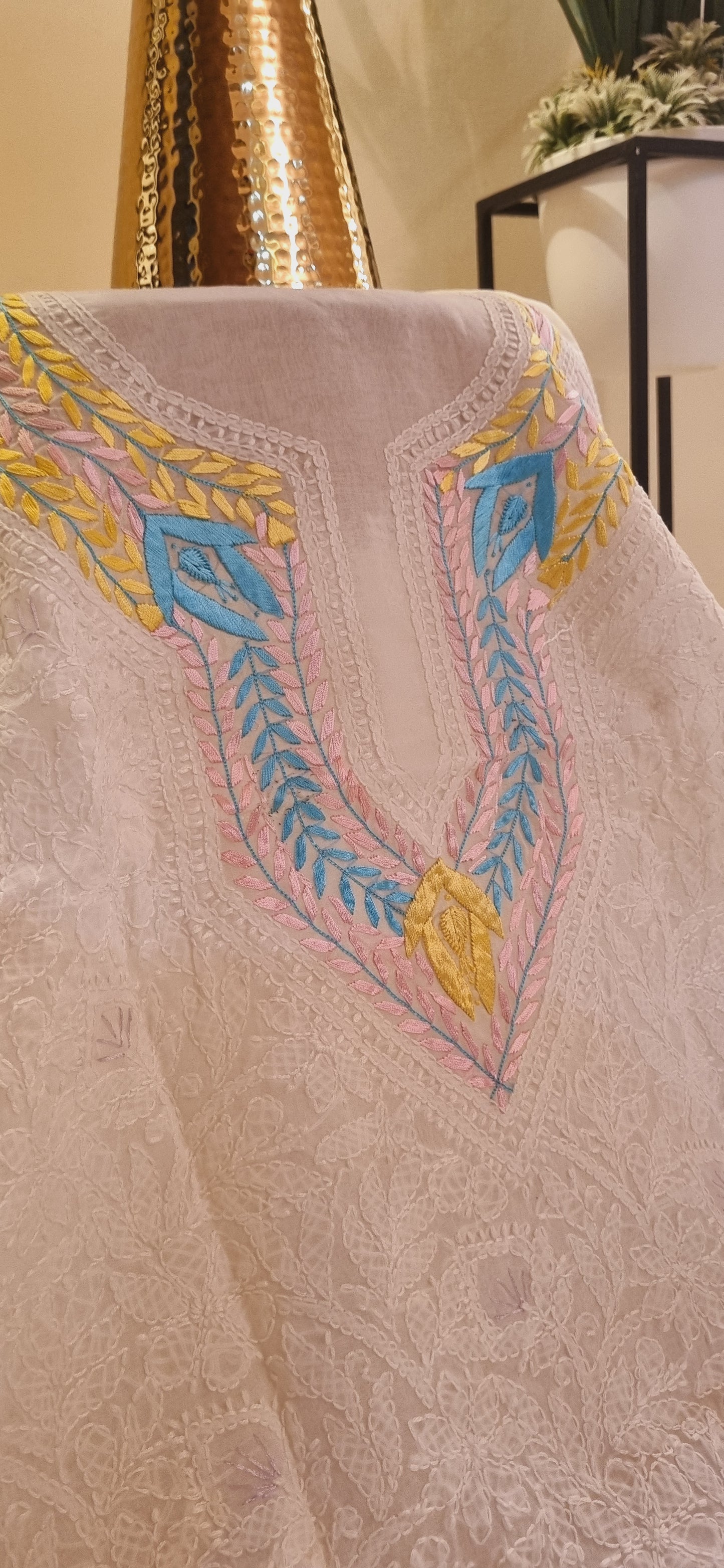 Parsi gara hand embroidered chikankari shirt