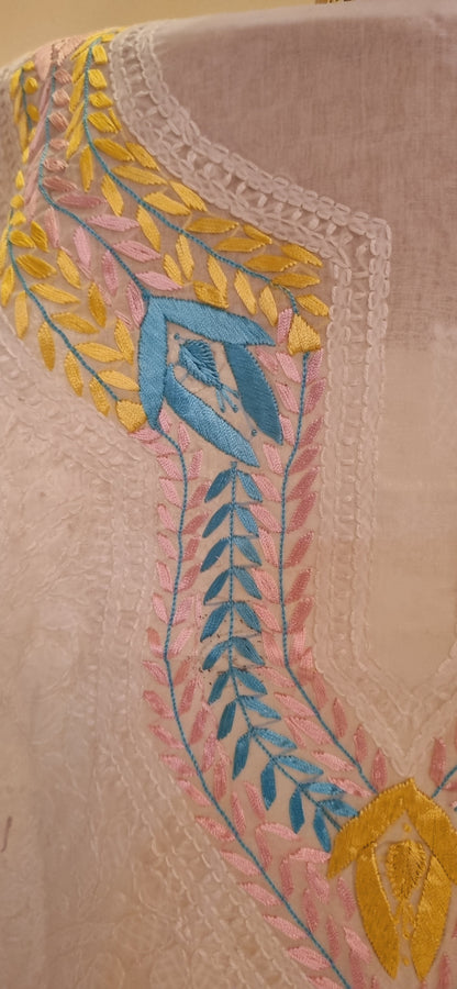 Parsi gara hand embroidered chikankari shirt