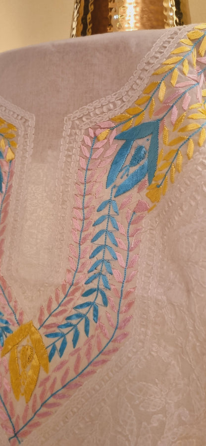 Parsi gara hand embroidered chikankari shirt