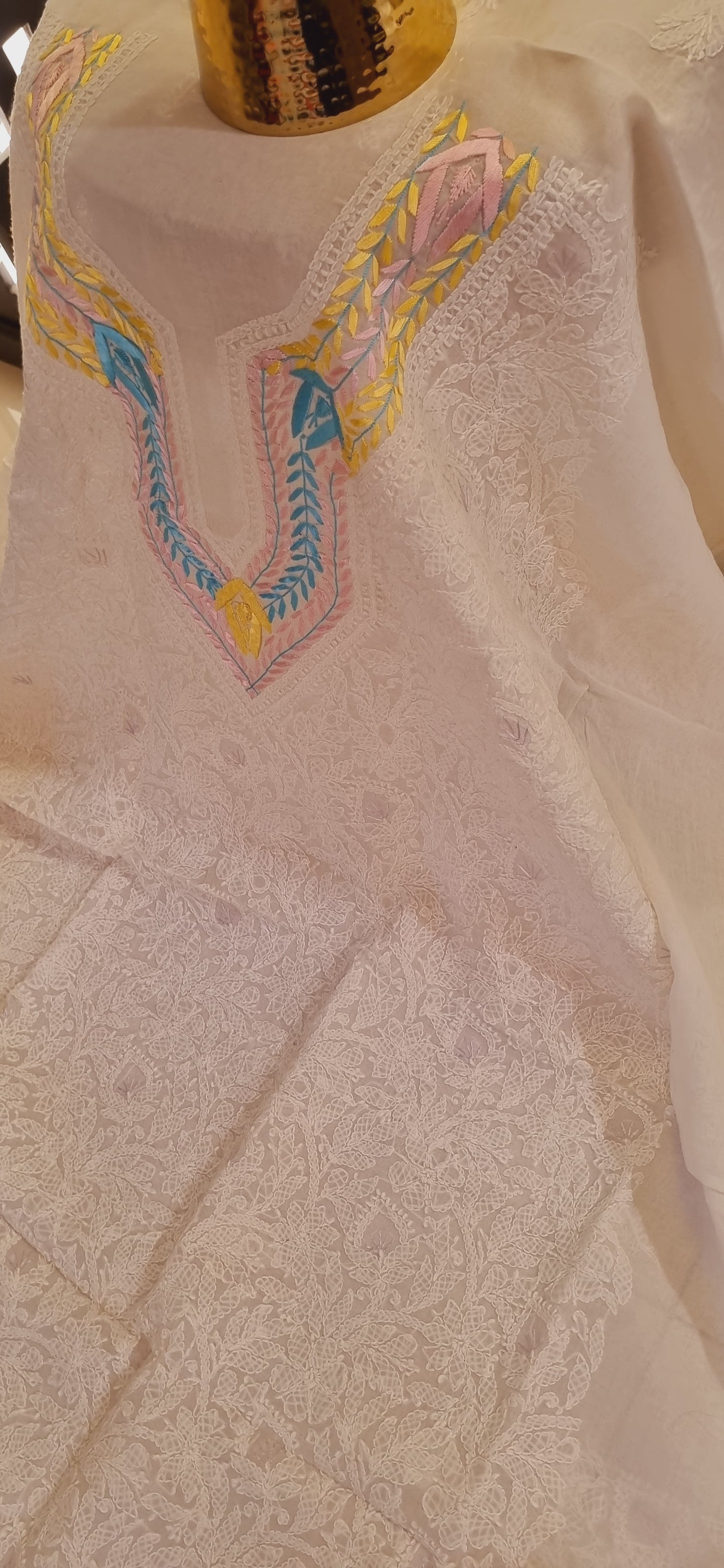 Parsi gara hand embroidered chikankari shirt