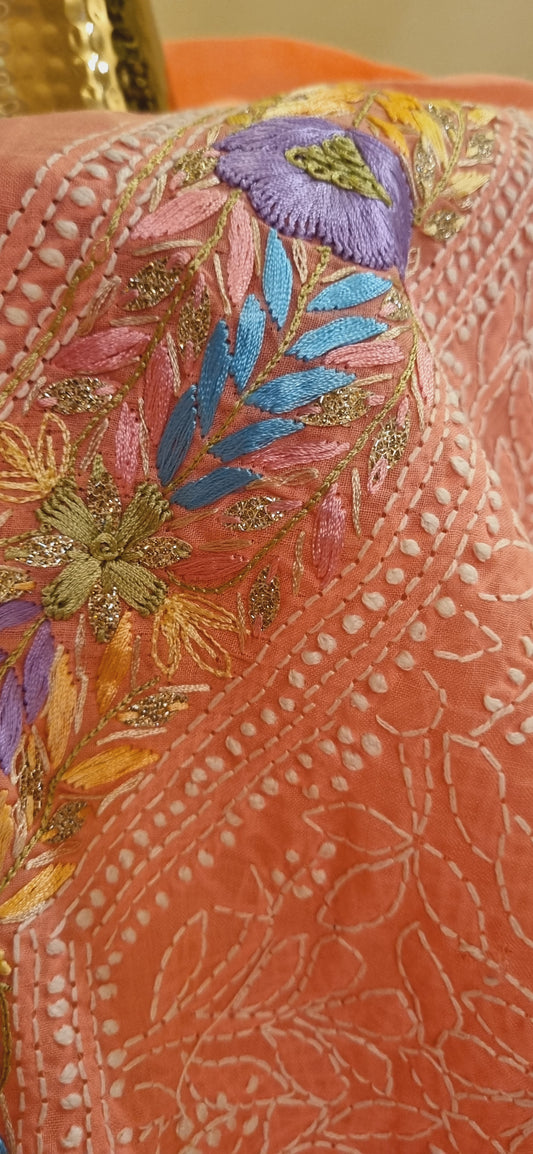 Parsi gara hand embroidered chikankari