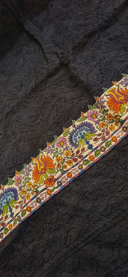 Chikankari shirt with kalamkar border