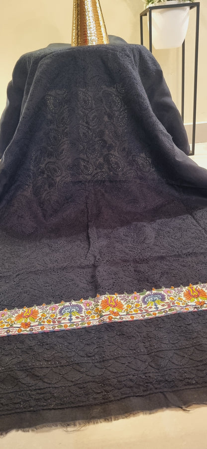 Chikankari shirt with kalamkar border