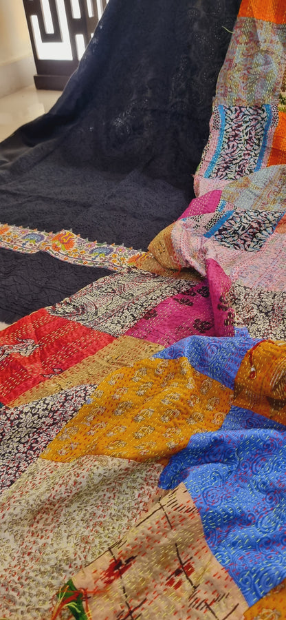 Chikankari shirt kantha dupata