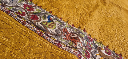 Chikankari shirt with kalamkar border