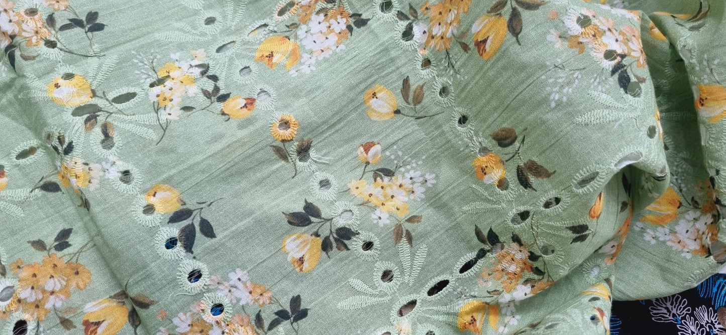 Chikan embroidered lawn printed shirt