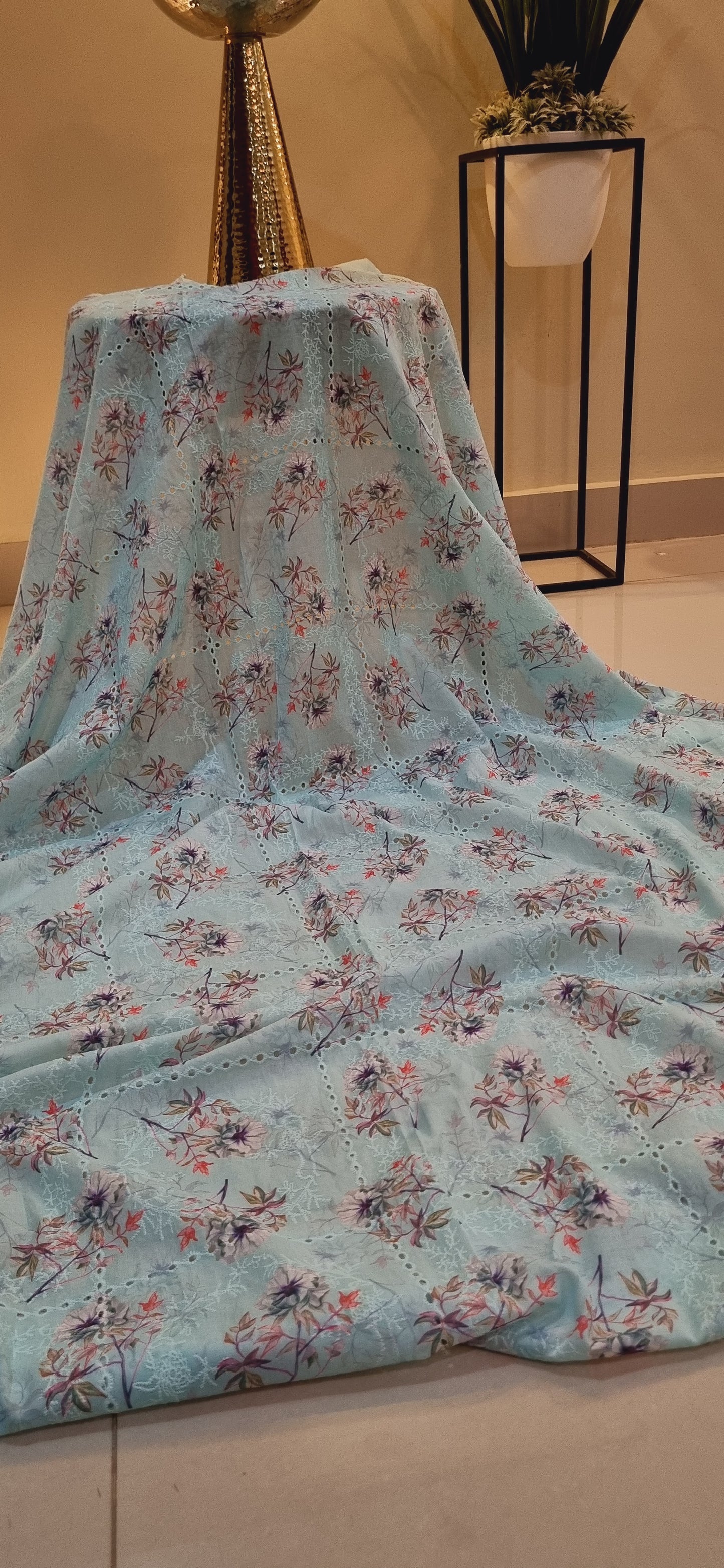 Chikan embroidered lawn printed shirt