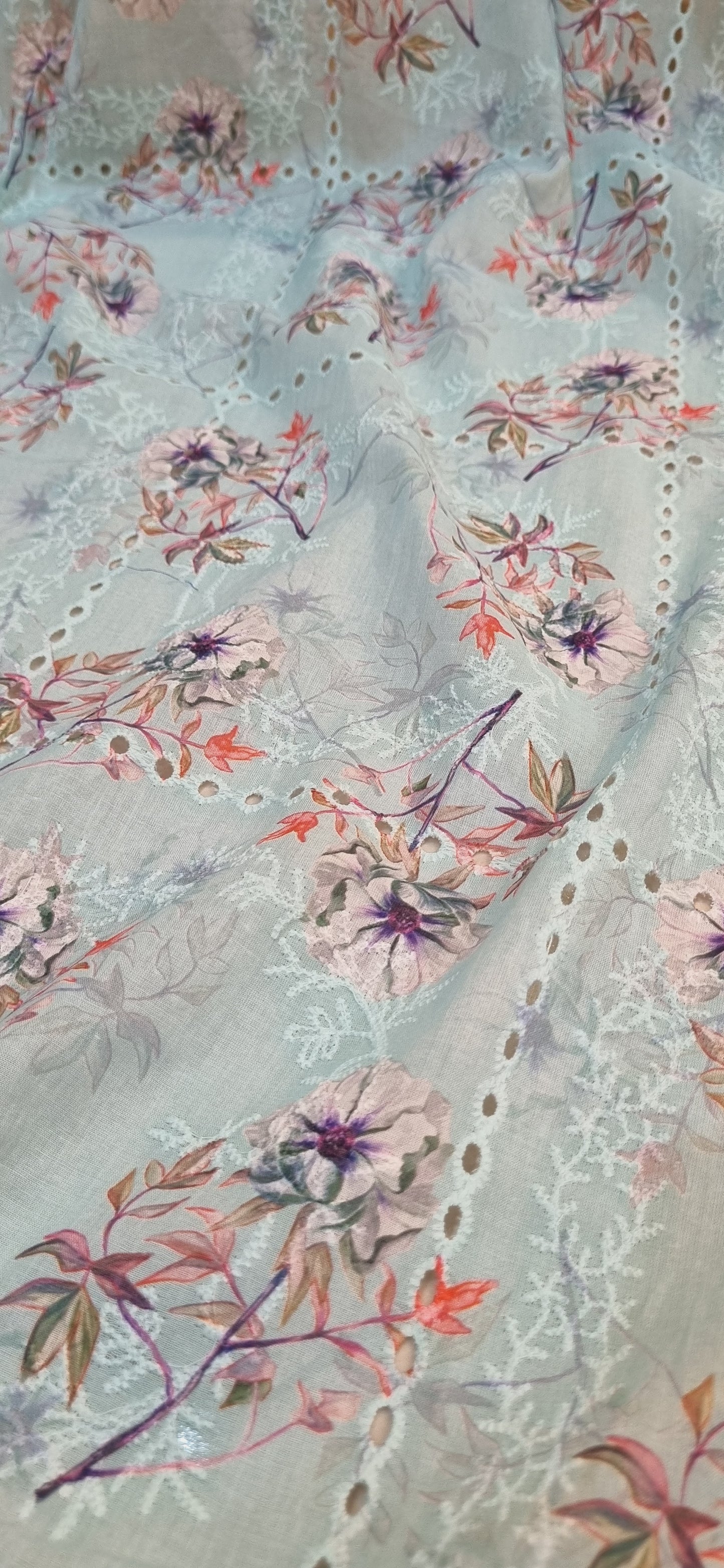 Chikan embroidered lawn printed shirt