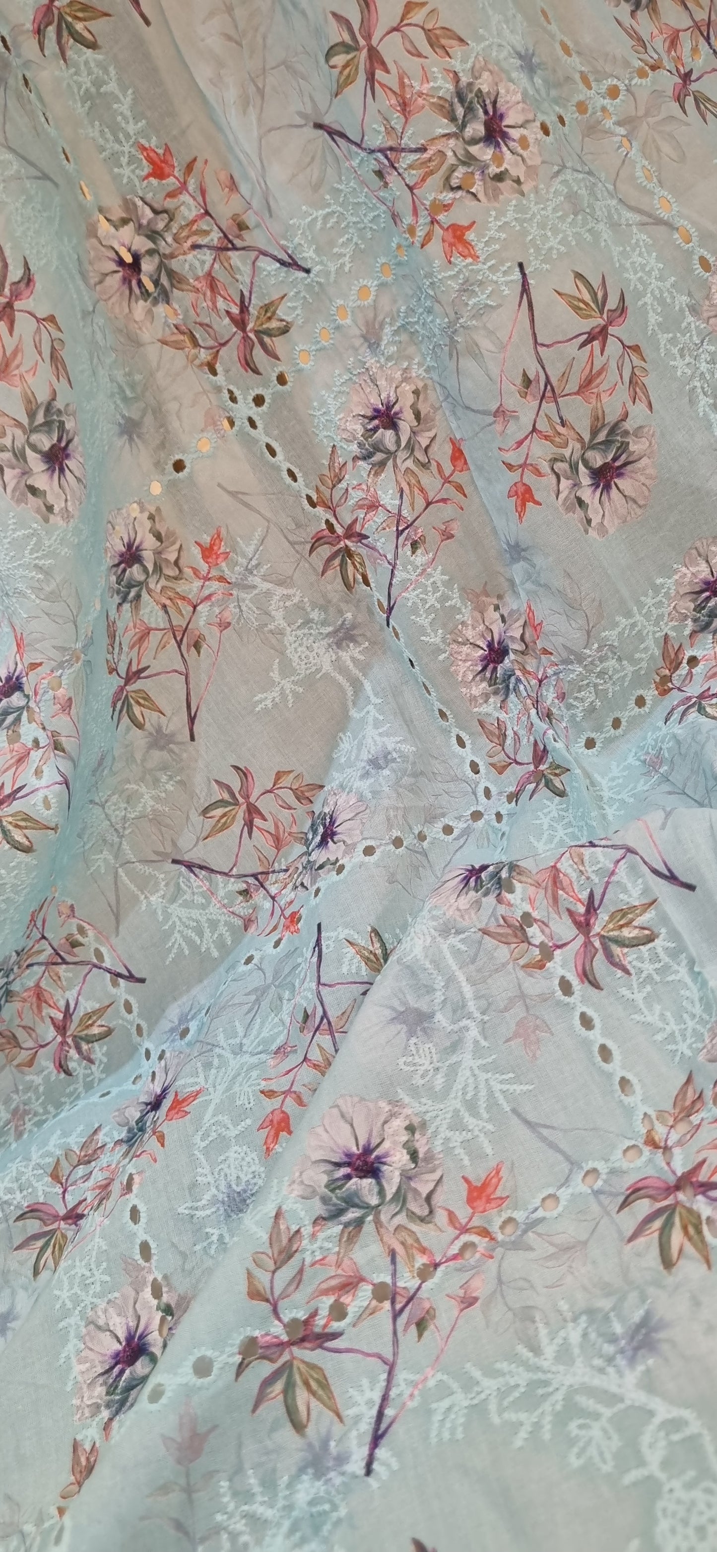 Chikan embroidered lawn printed shirt